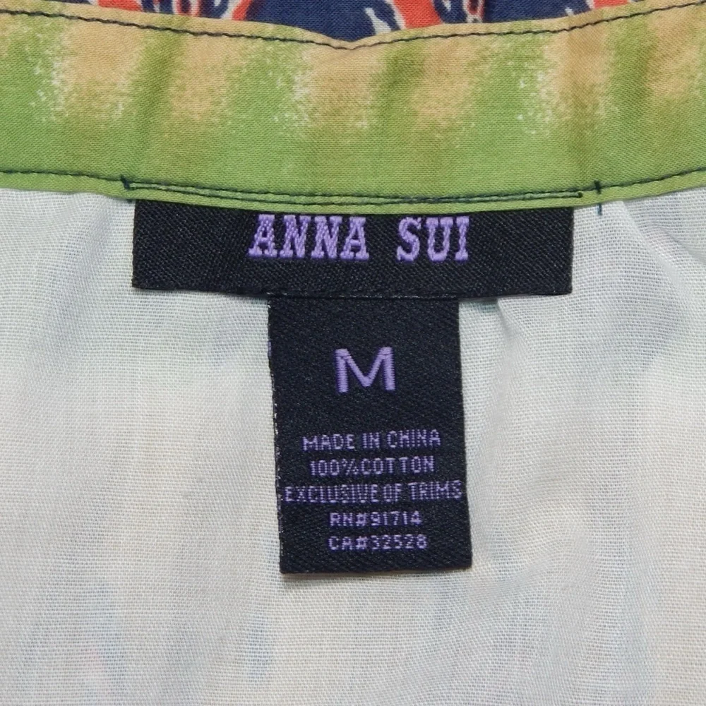 Anna Sui Full A-Line Skirt Women’s Size Medium Pleated Bohemian 100% Cotton
